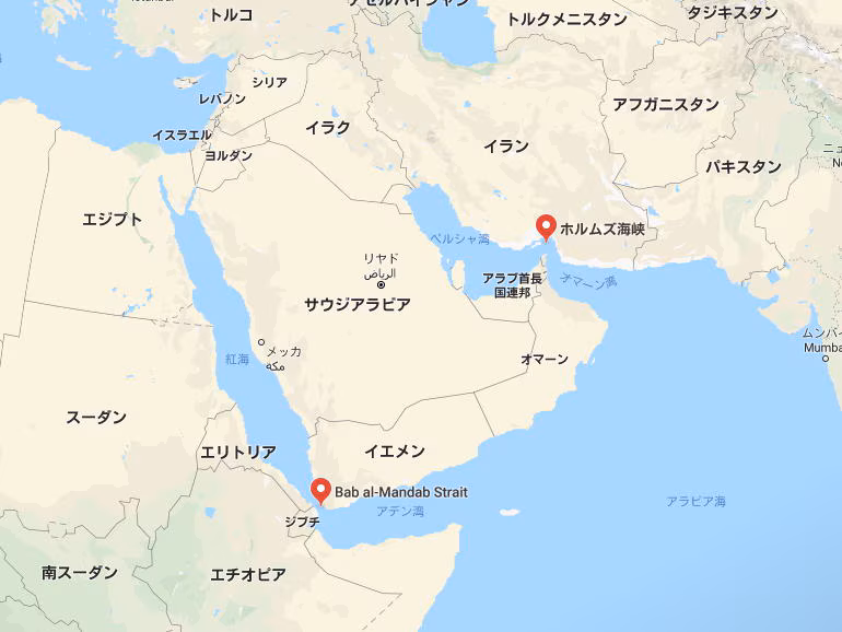 中東の地図